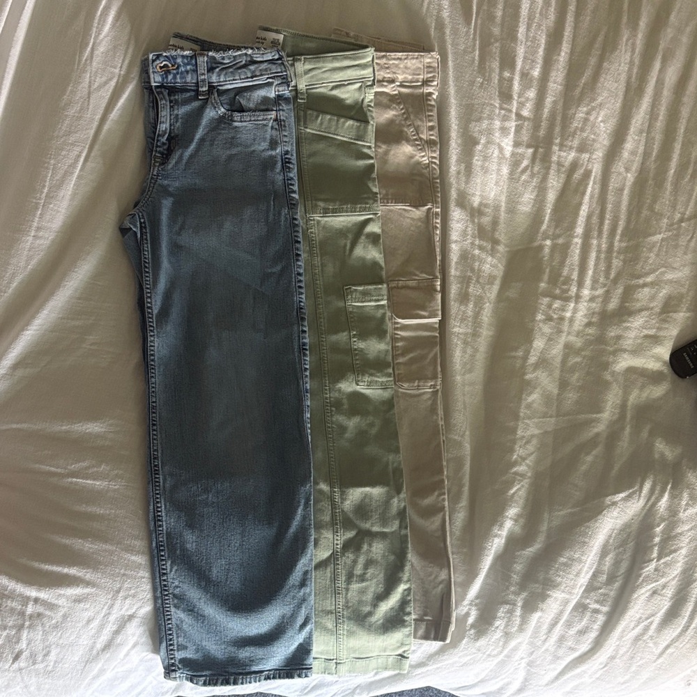 Abercrombie Kids Blue, Green, and Tan Relaxed Jeans